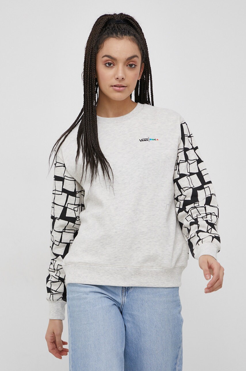 

Суичър Vans x Moca, Frances Stark дамски в сиво с десен, Сив