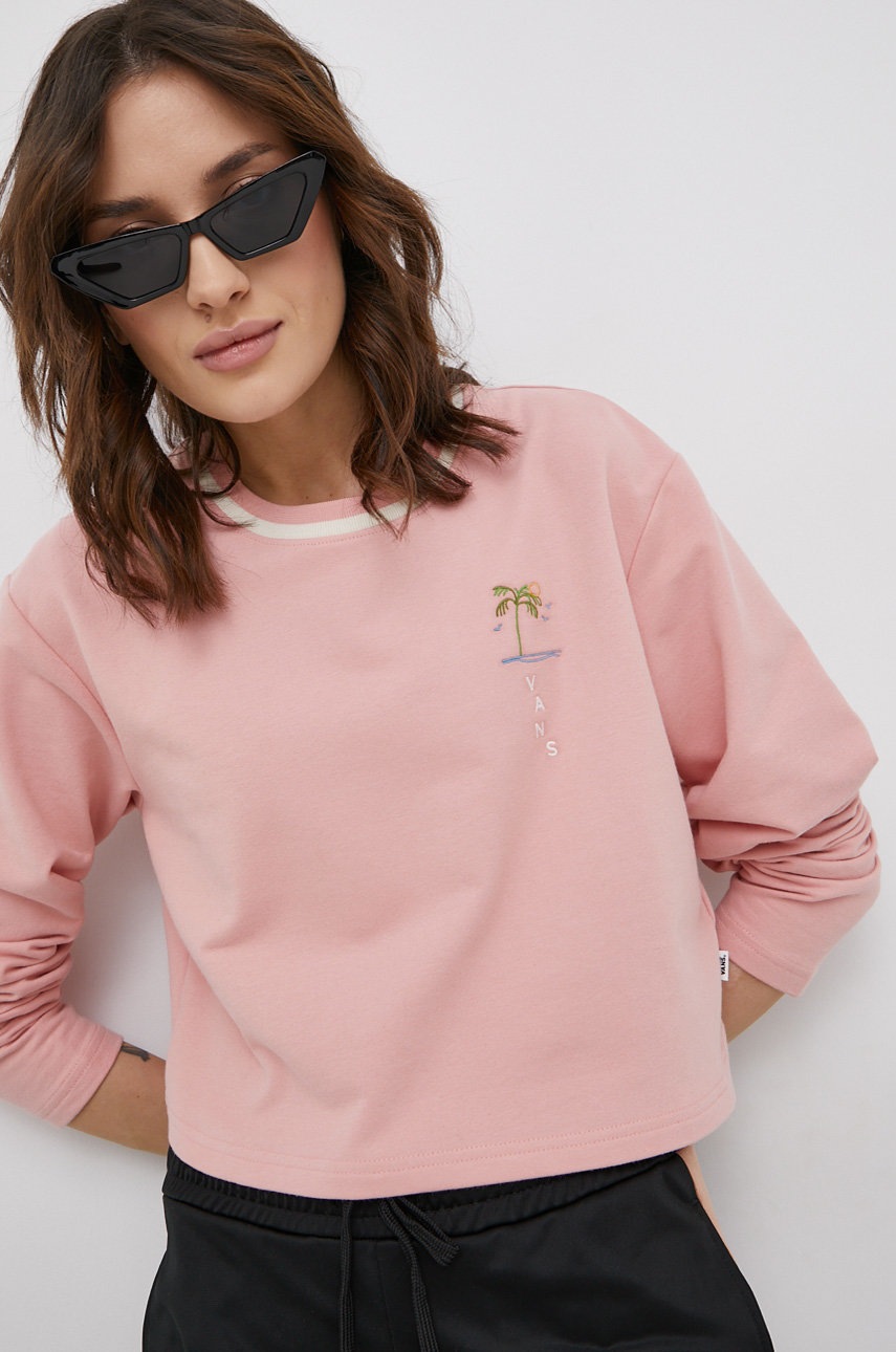 

Суичър Vans дамски в розово с апликация, Розов