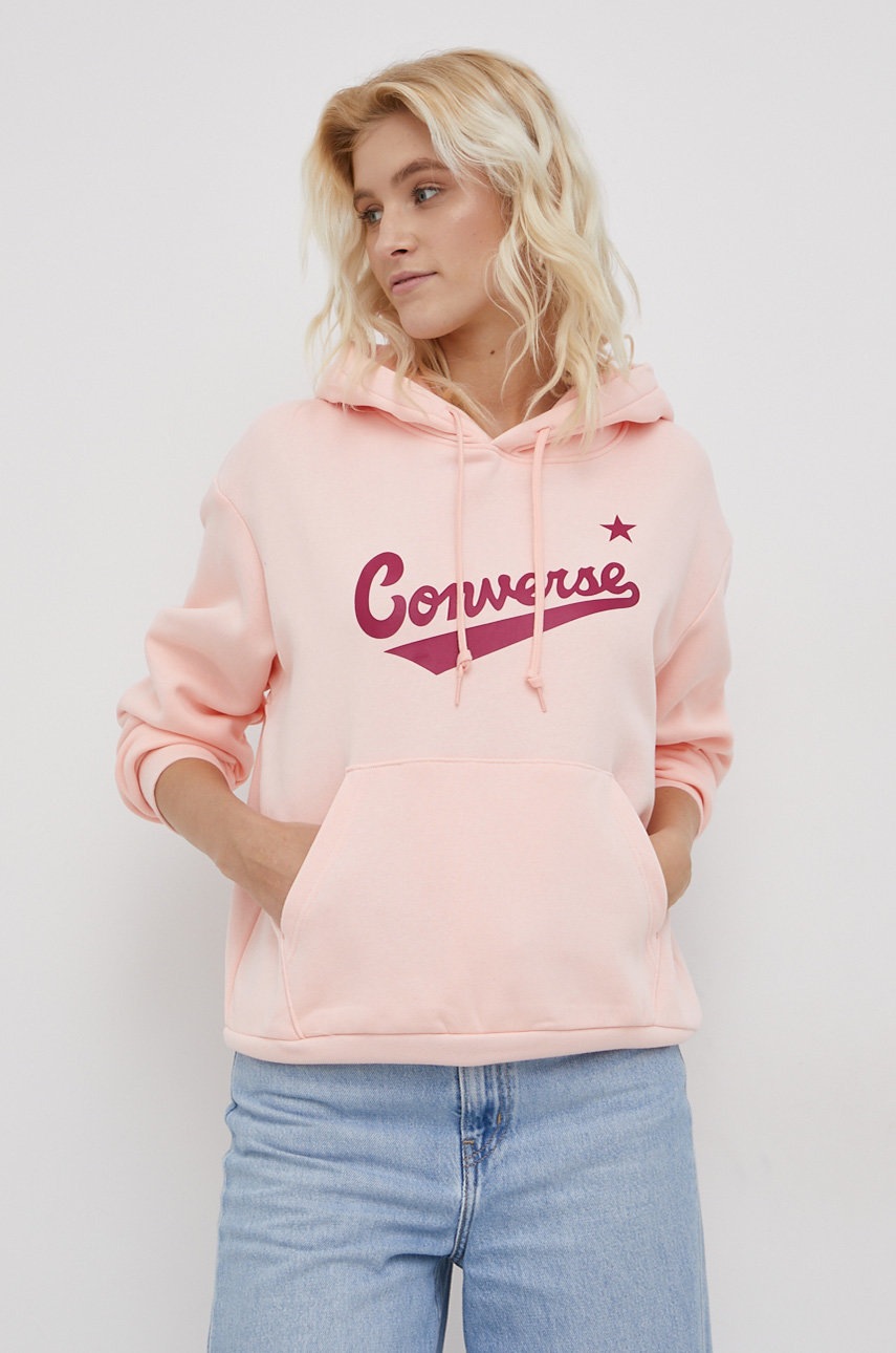 

Суичър Converse дамски в розово с изчистен дизайн, Розов