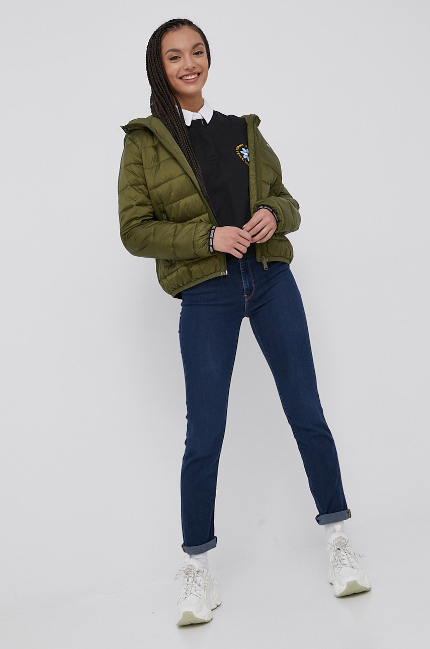 

Хлопковый лонгслив Tommy Jeans женская цвет чёрный