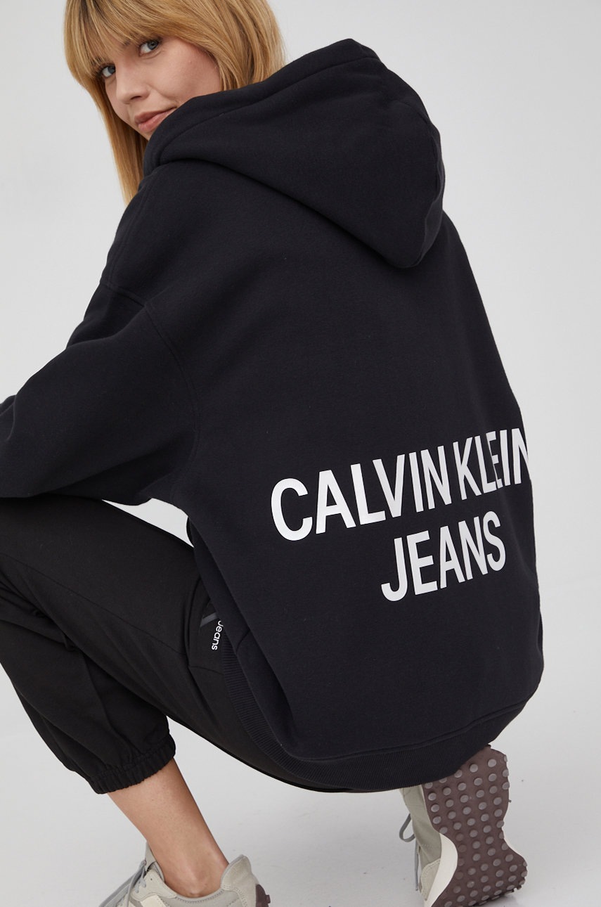 

Суичър Calvin Klein Jeans дамска в черно с принт, Черен