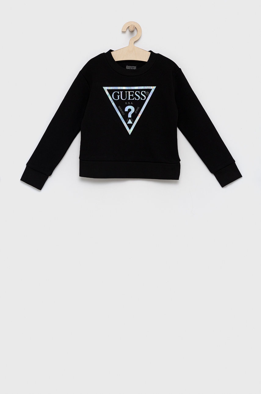 

Детски суичър Guess в черно с принт, Черен