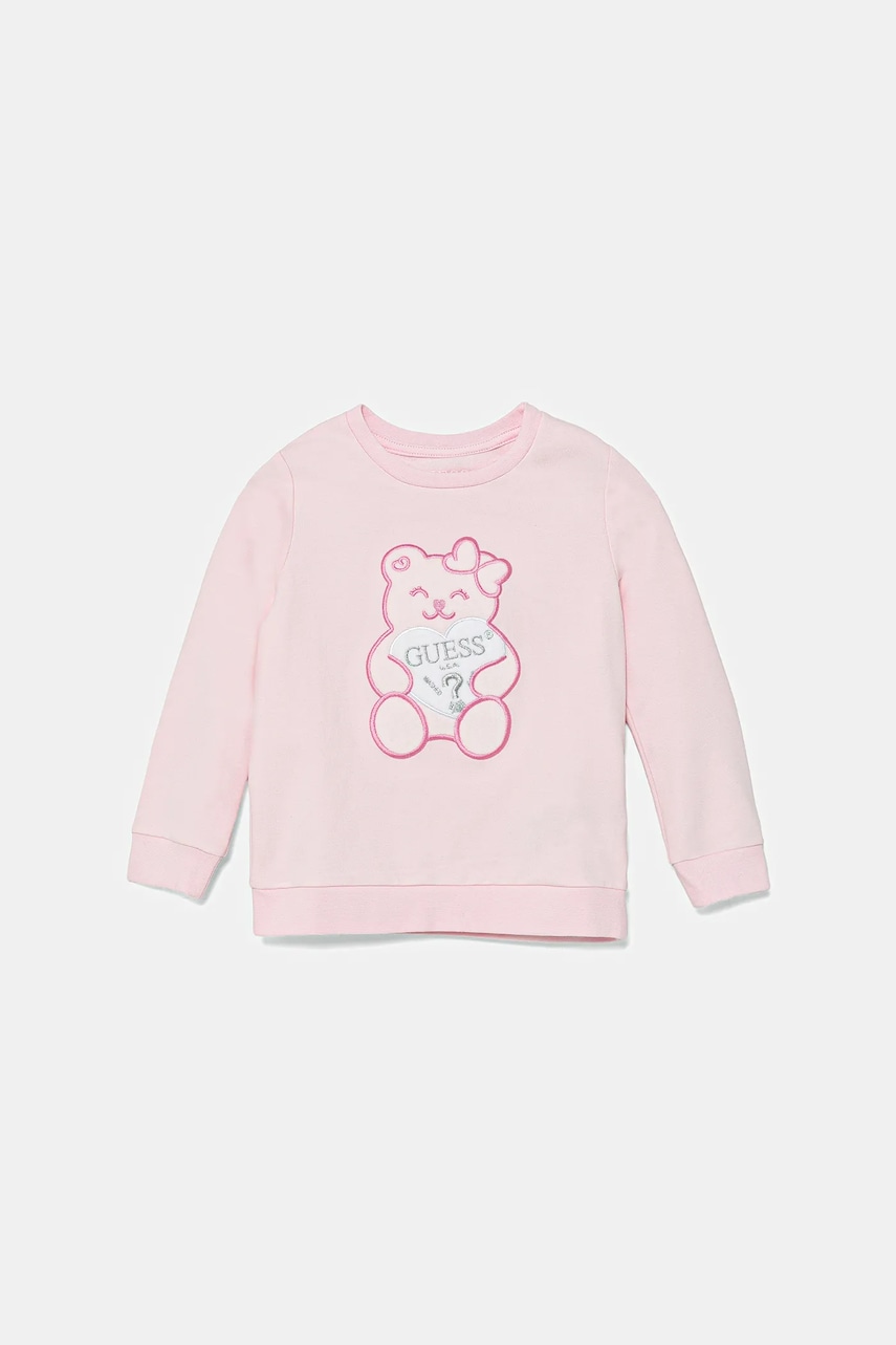 Dětská mikina Guess růžová barva, s aplikací