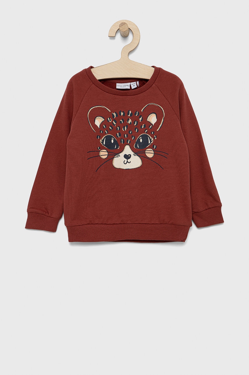 Name It hanorac de bumbac pentru copii culoarea bordo, cu imprimeu