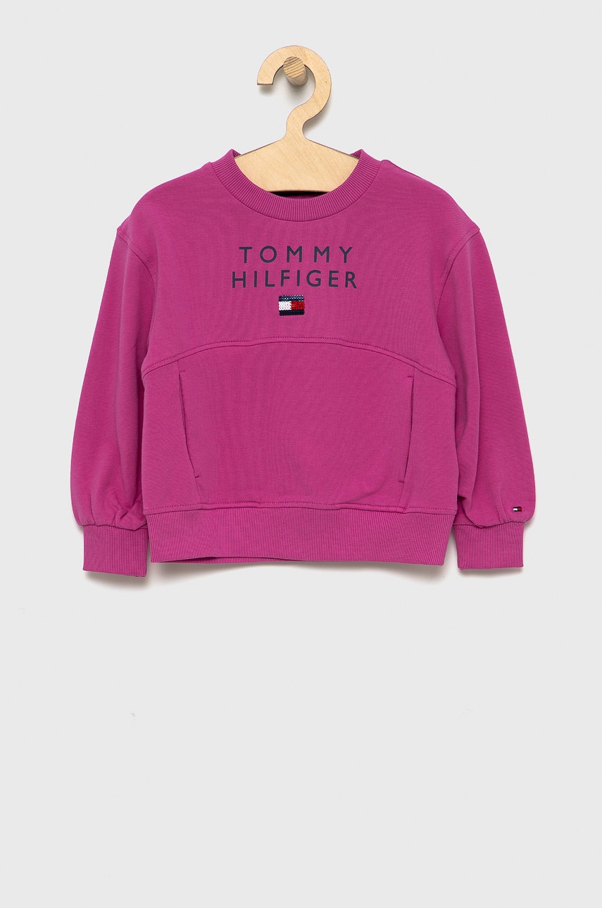 

Детски суичър Tommy Hilfiger в розово с принт, Розов