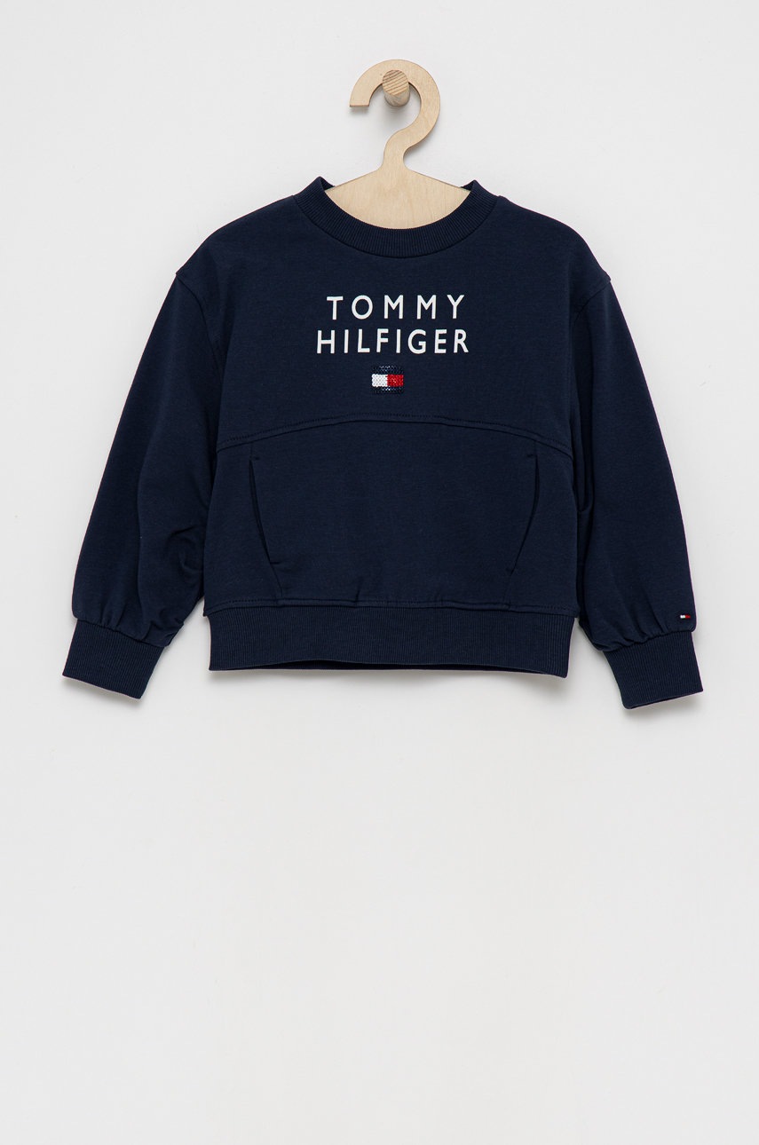

Детски суичър Tommy Hilfiger в тъмносиньо с принт, Тъмносин