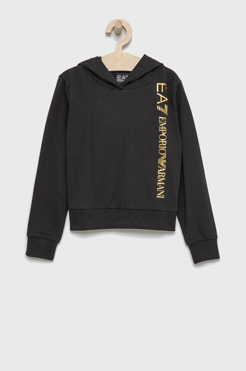 EA7 Emporio Armani bluză copii culoarea negru, cu imprimeu