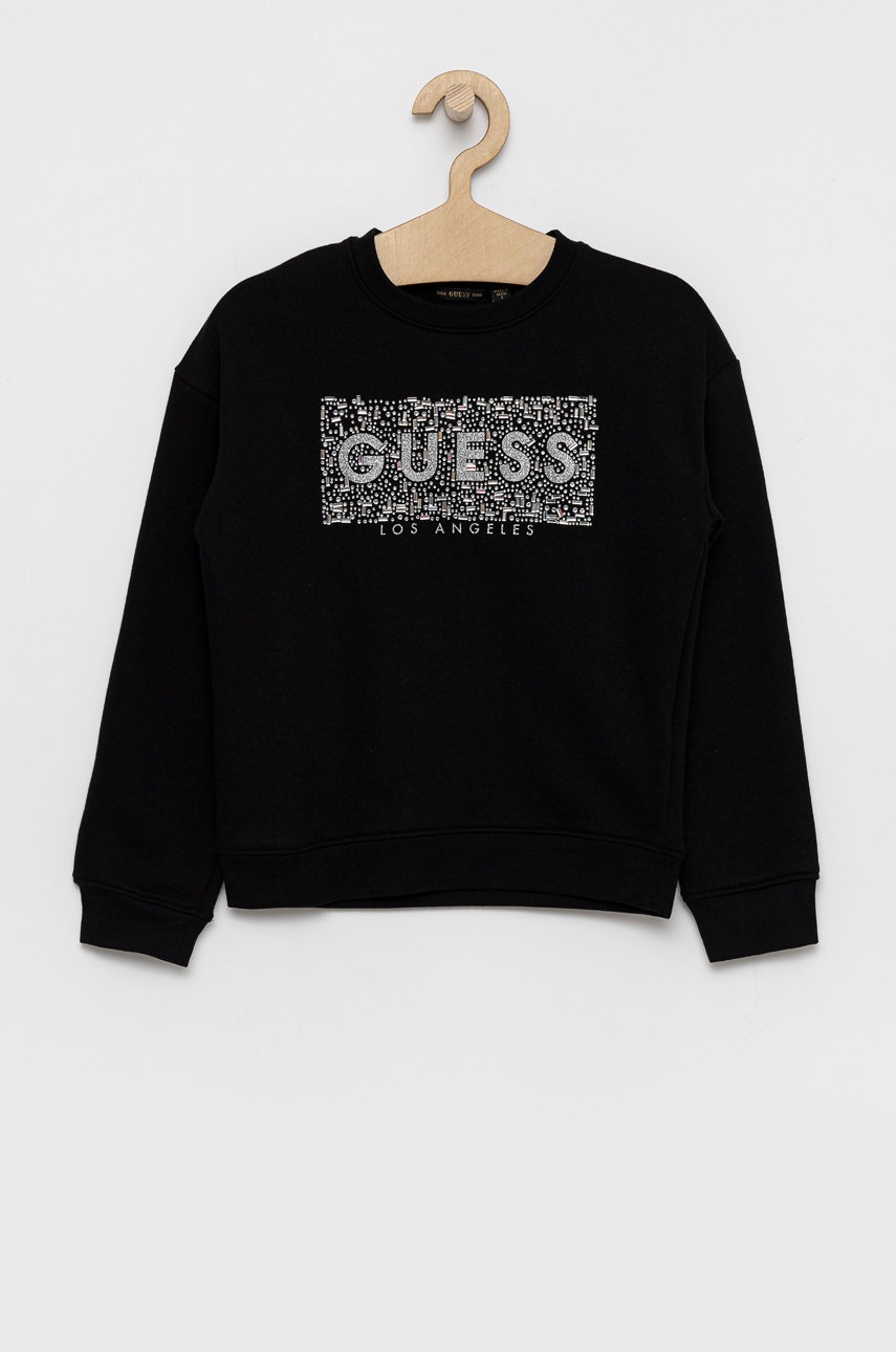 

Детски суичър Guess в черно с апликация, Черен