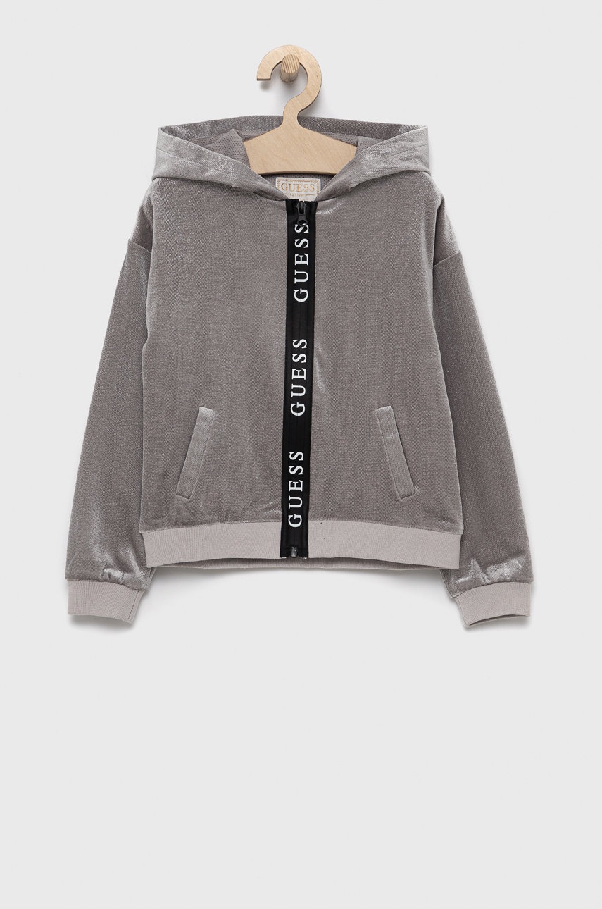 

Детски суичър Guess в сиво с десен, Сив