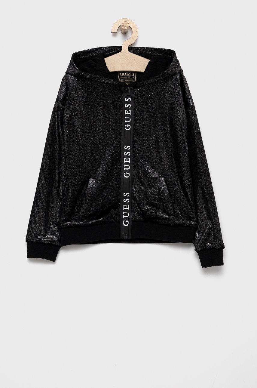 

Детски суичър Guess в черно с десен, Черен
