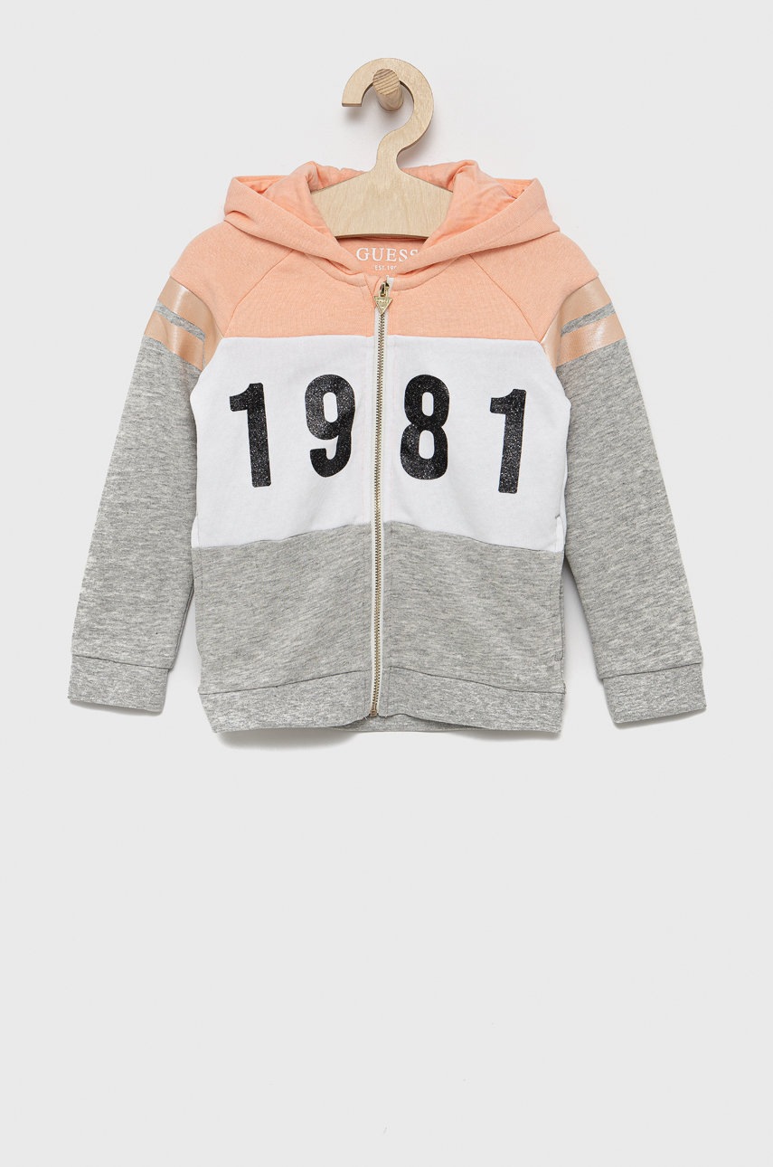 

Детски суичър Guess в розово с десен, Розов