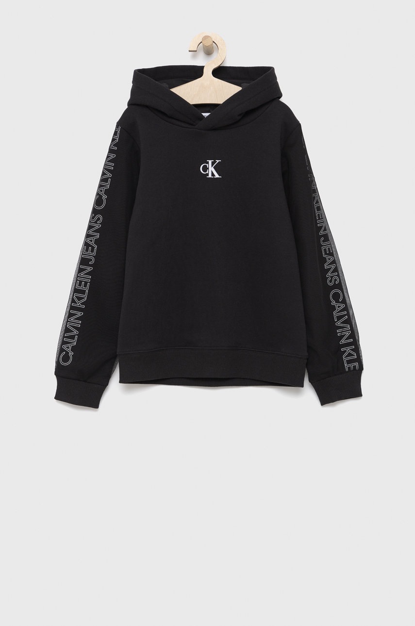 

Детски суичър Calvin Klein Jeans в черно с принт, Черен