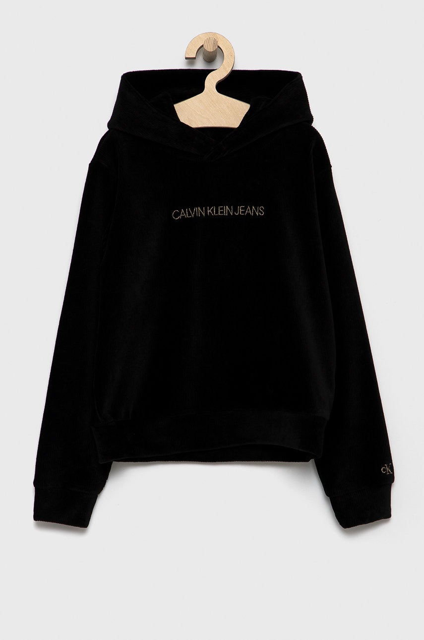 

Детски суичър Calvin Klein Jeans в черно с изчистен дизайн, Черен