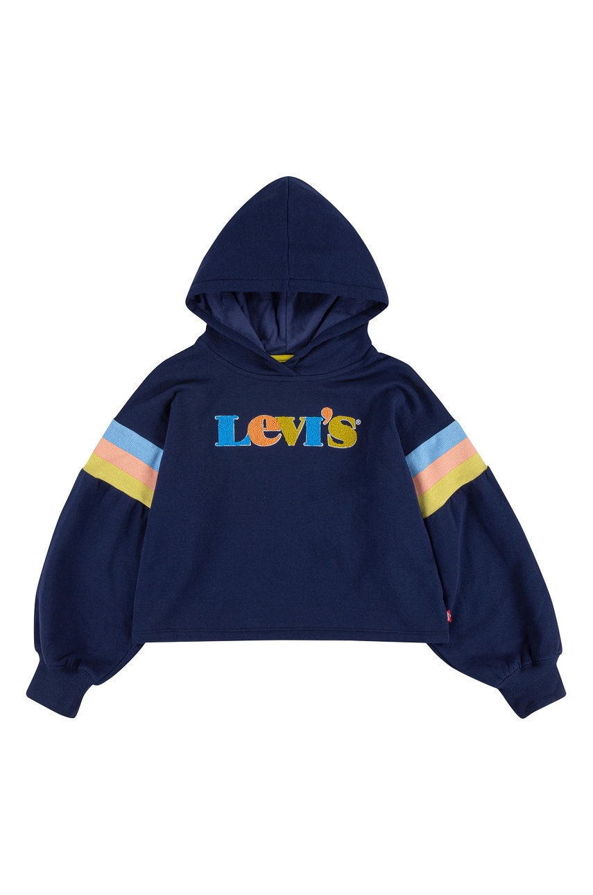 Levi's bluză copii culoarea albastru marin, material neted