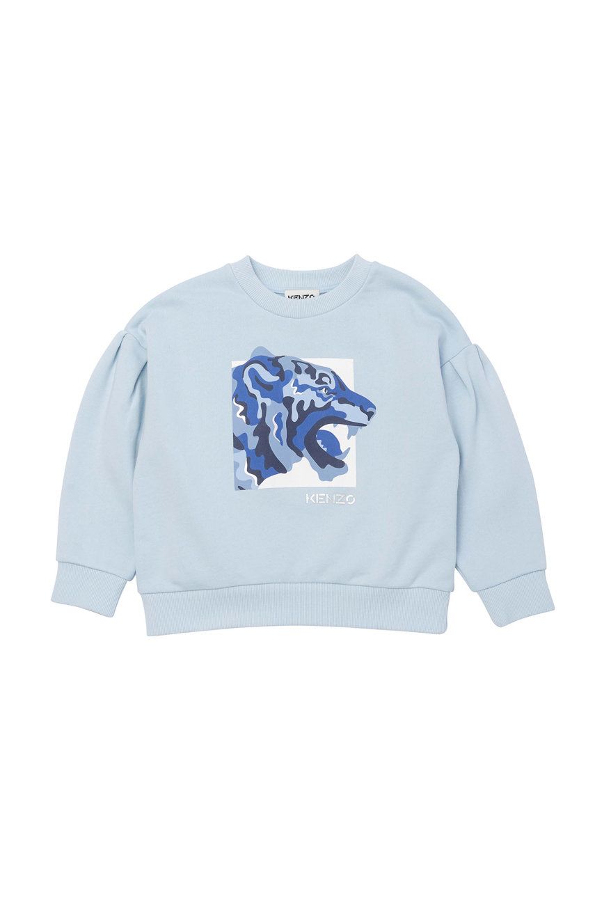 

Детски памучен суичър Kenzo Kids с принт, Син