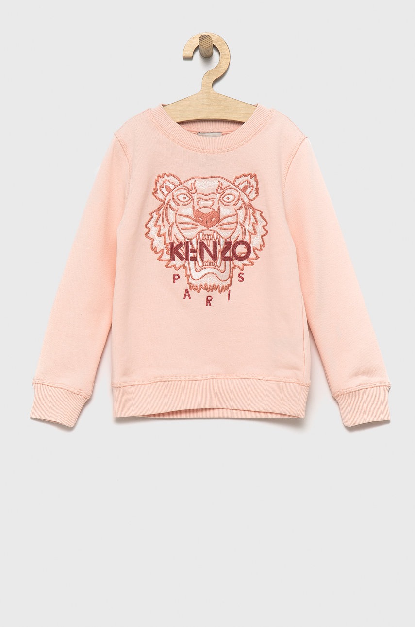 

Детски памучен суичър Kenzo Kids в розово с апликация, Розов