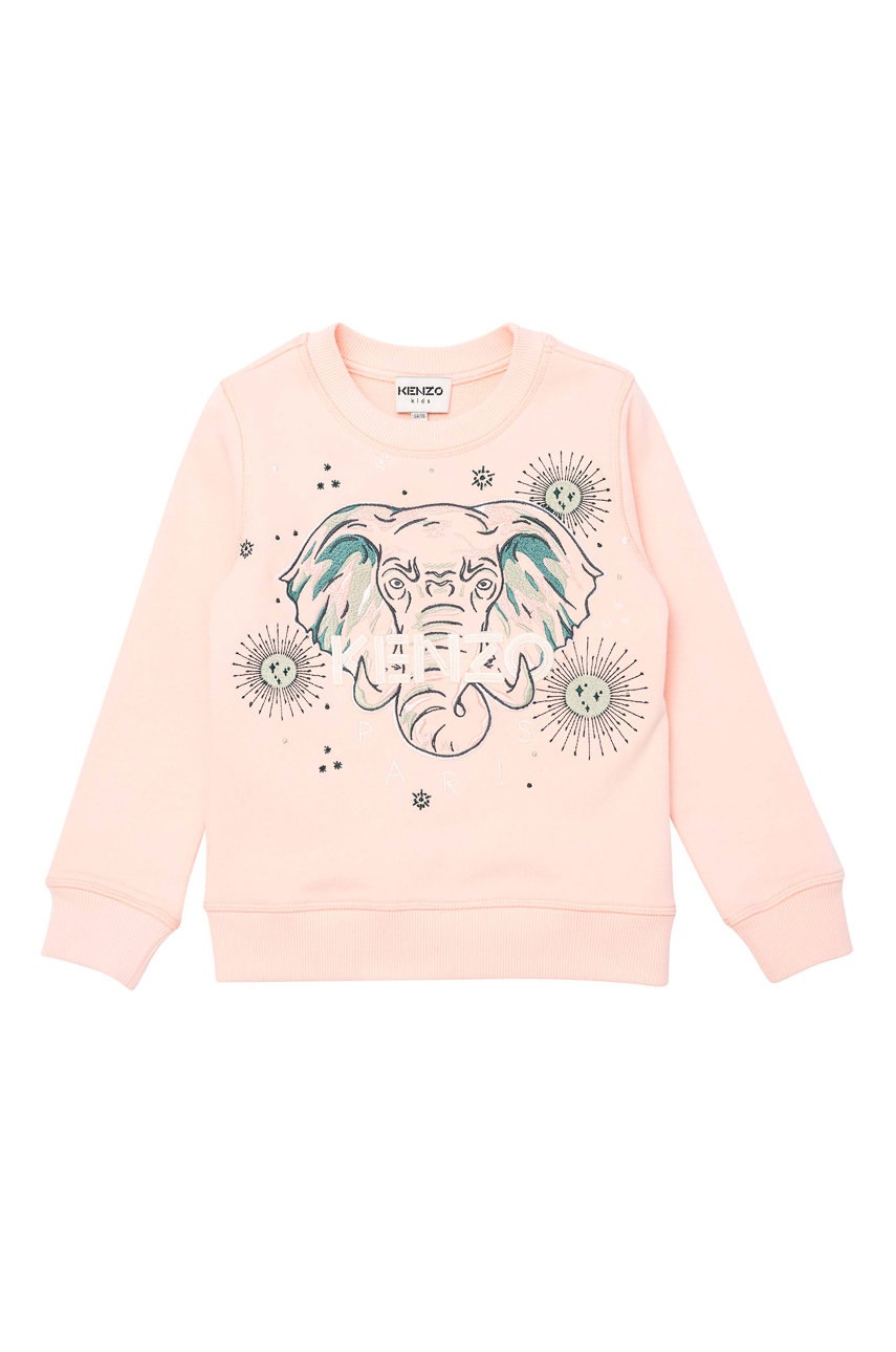 

Детски памучен суичър Kenzo Kids в розово с принт, Розов