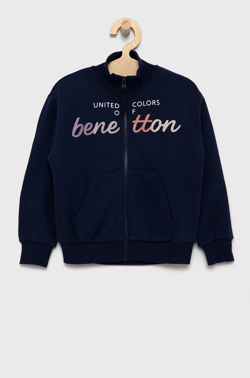 

Детски памучен суичър United Colors of Benetton в тъмносиньо с принт, Тъмносин