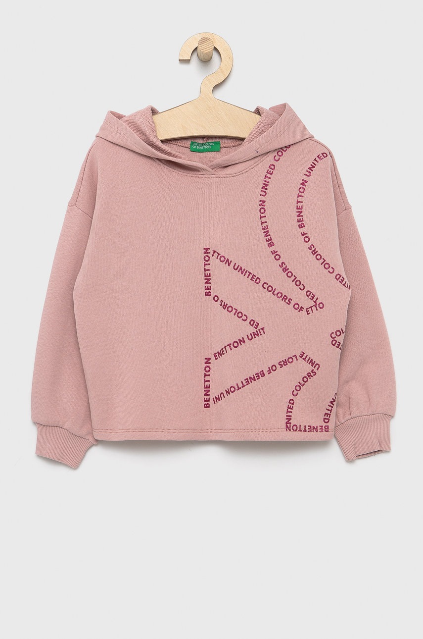 

United Colors of Benetton - Детски памучен суичър, Розов