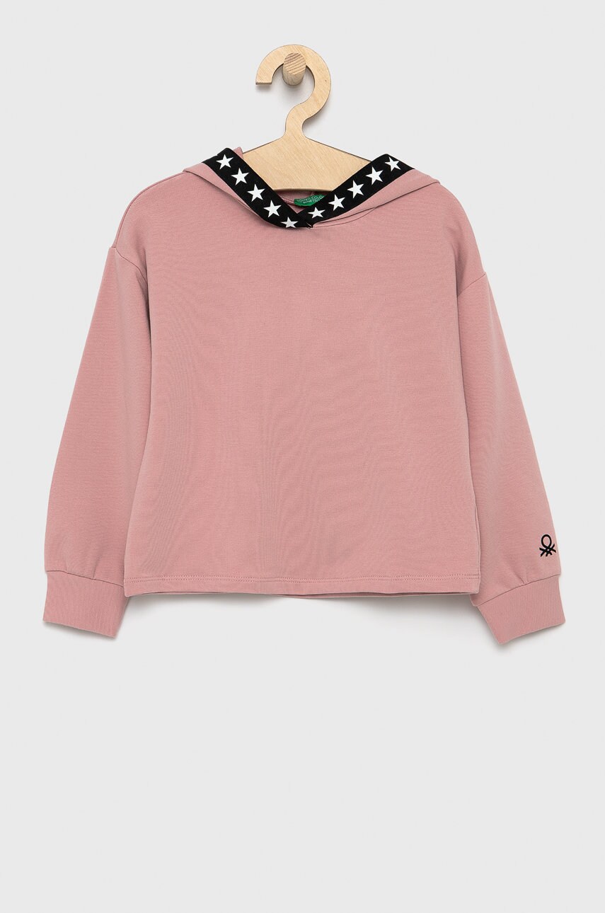 United Colors Of Benetton bluză copii culoarea roz, cu imprimeu