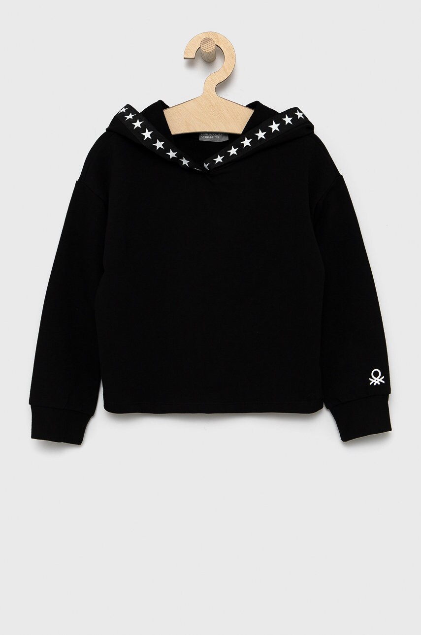 United Colors Of Benetton bluză copii culoarea negru, cu imprimeu