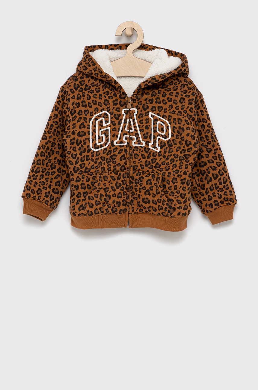 

Детски суичър GAP в кафяво с апликация, Кафяв