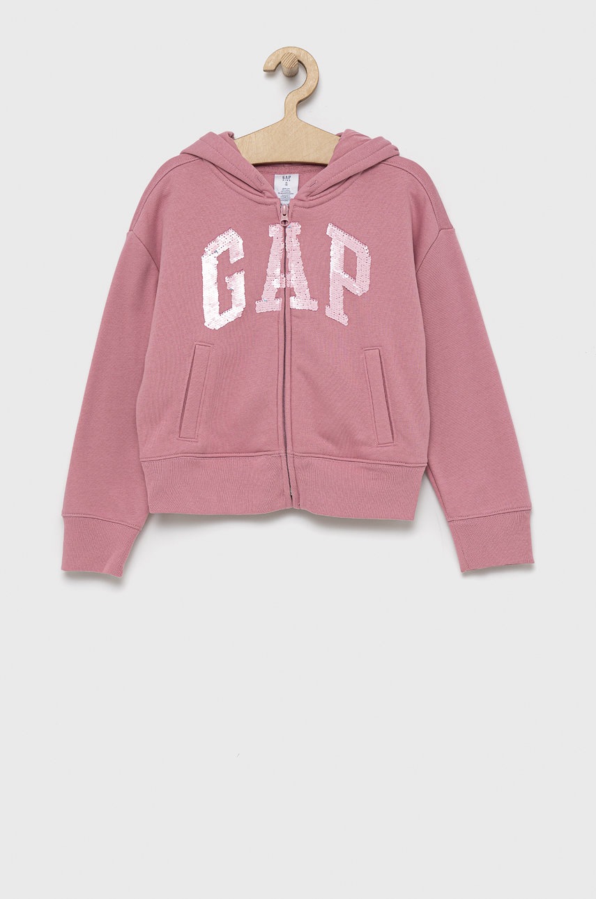 

Детски суичър GAP в розово с изчистен дизайн, Розов