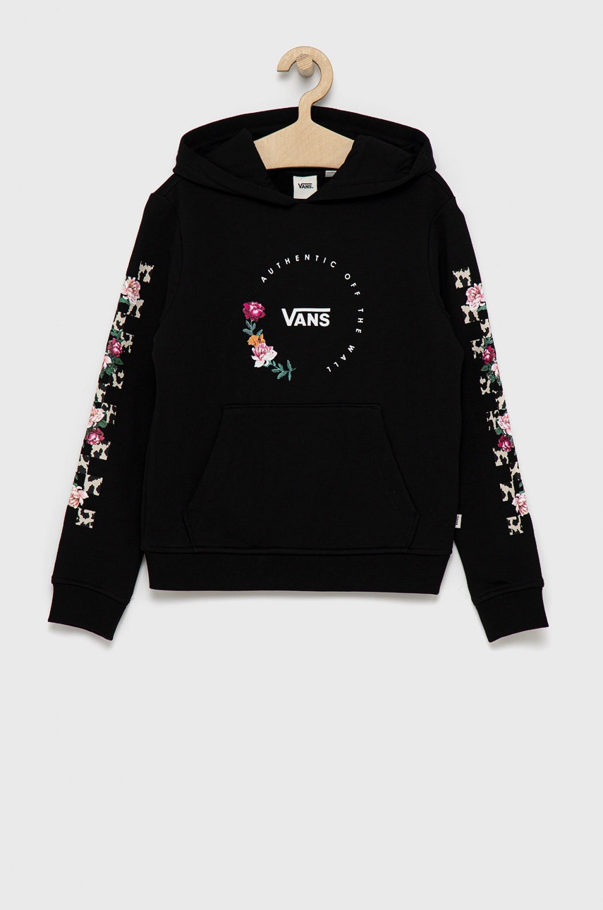 

Детски памучен суичър Vans в черно с принт, Черен