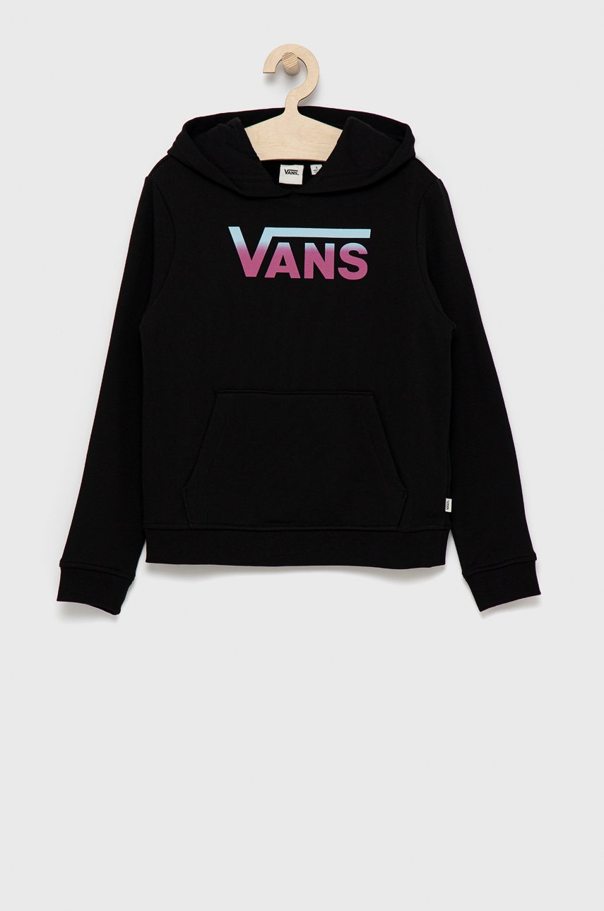 

Детски памучен суичър Vans в черно с принт, Черен