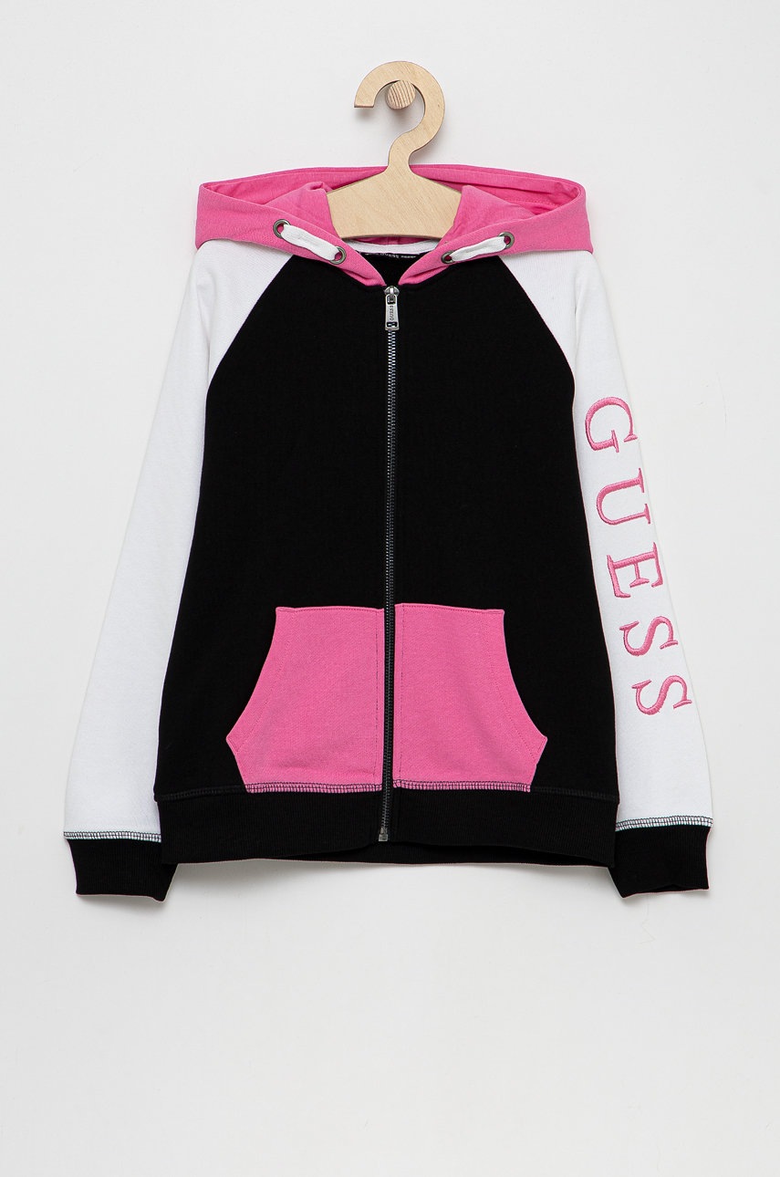 

Детски памучен суичър Guess в розово с десен, Розов