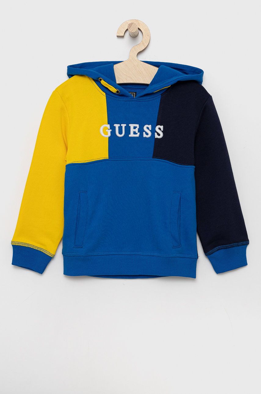 

Детски памучен суичър Guess с апликация, Син