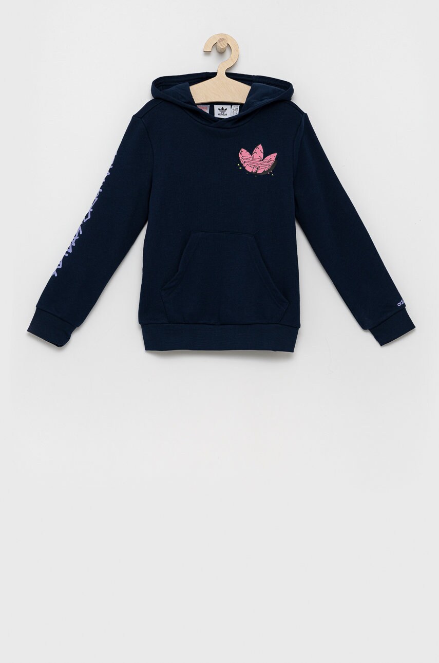 Adidas originals bluză copii h22639 culoarea albastru marin, cu imprimeu