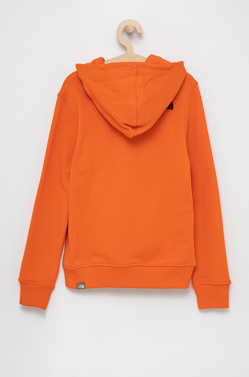 Дитяча бавовняна кофта The North Face колір помаранчевий з принтом