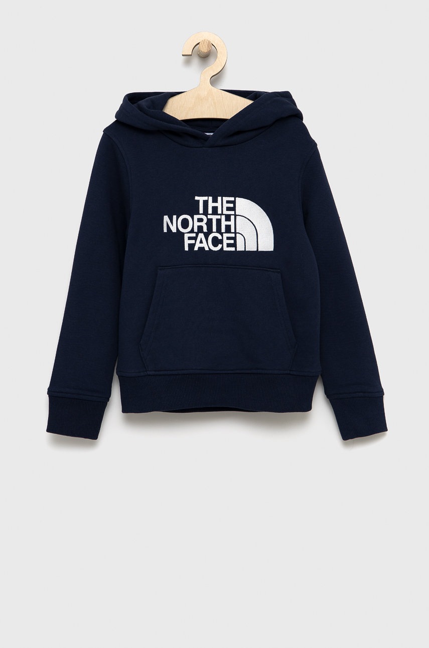 

Детски памучен суичър The North Face в тъмносиньо с апликация, Тъмносин