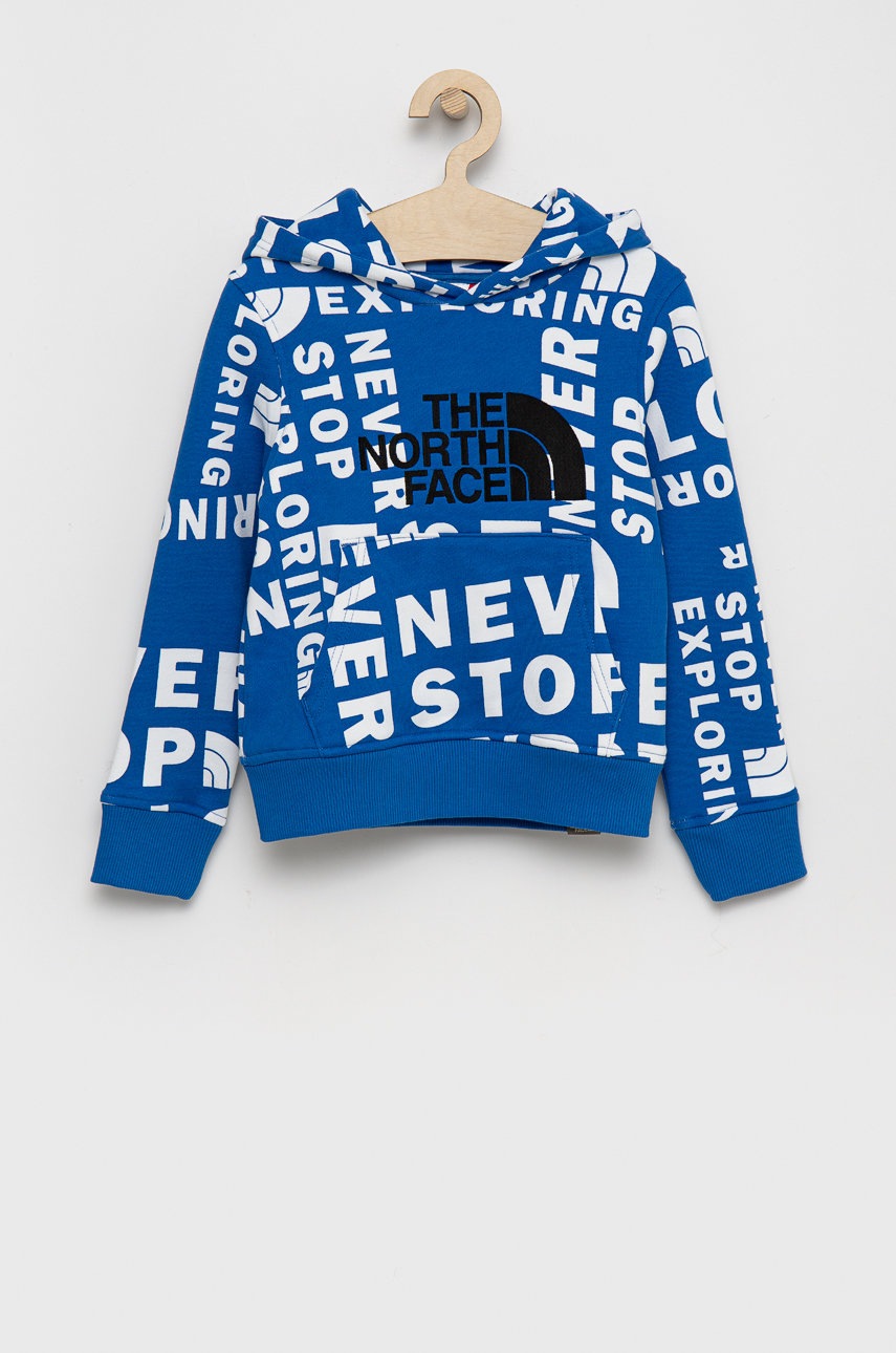 

Детски памучен суичър The North Face с апликация, Син