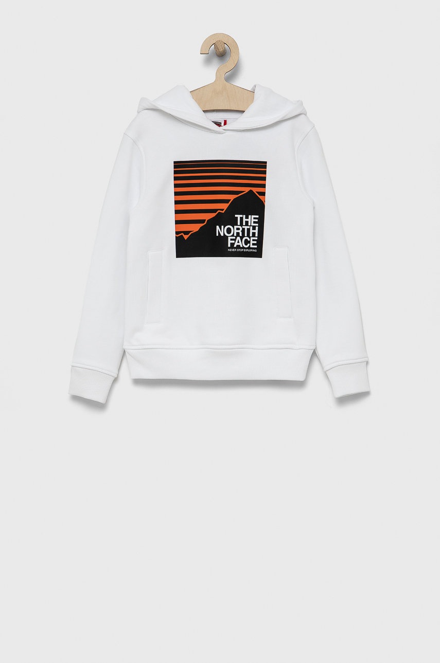 

Детски памучен суичър The North Face в бяло с изчистен дизайн, Бял
