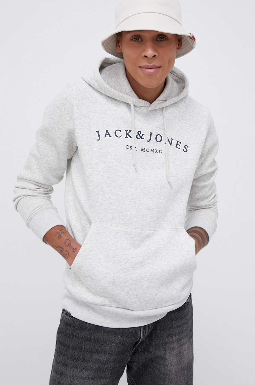 

Суичър Jack & Jones мъжки в сиво с принт, Сив