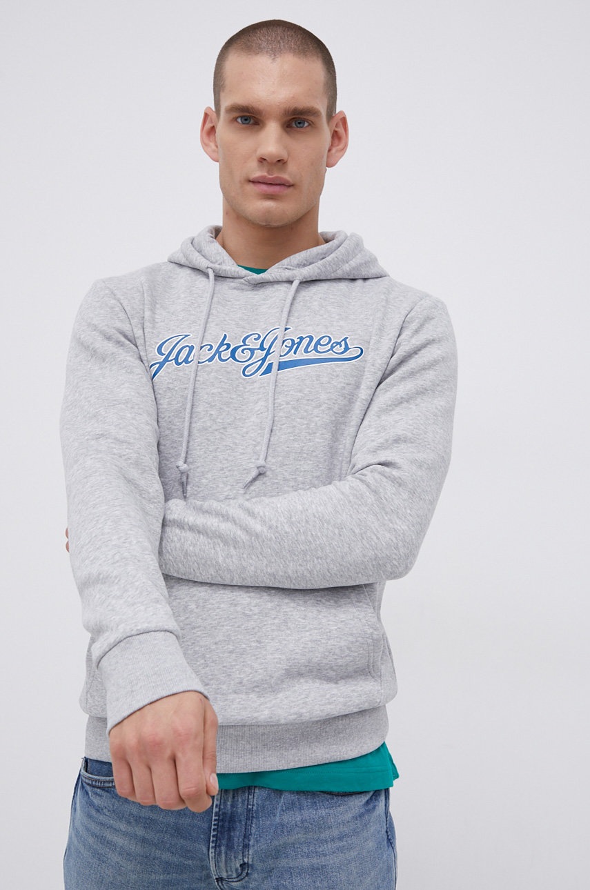 

Суичър Jack & Jones мъжки в сиво с принт, Сив
