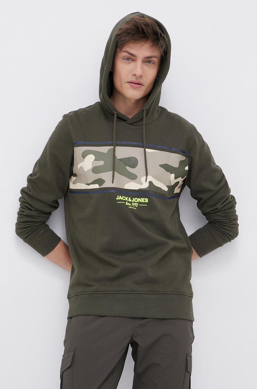 

Суичър Jack & Jones мъжки в зелено с принт, Зелен