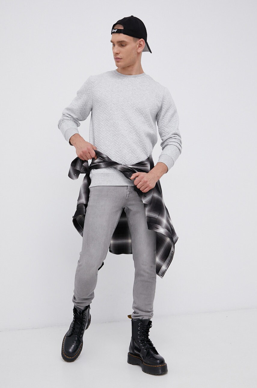 Jack & jones bluză bărbați, culoarea gri, melanj