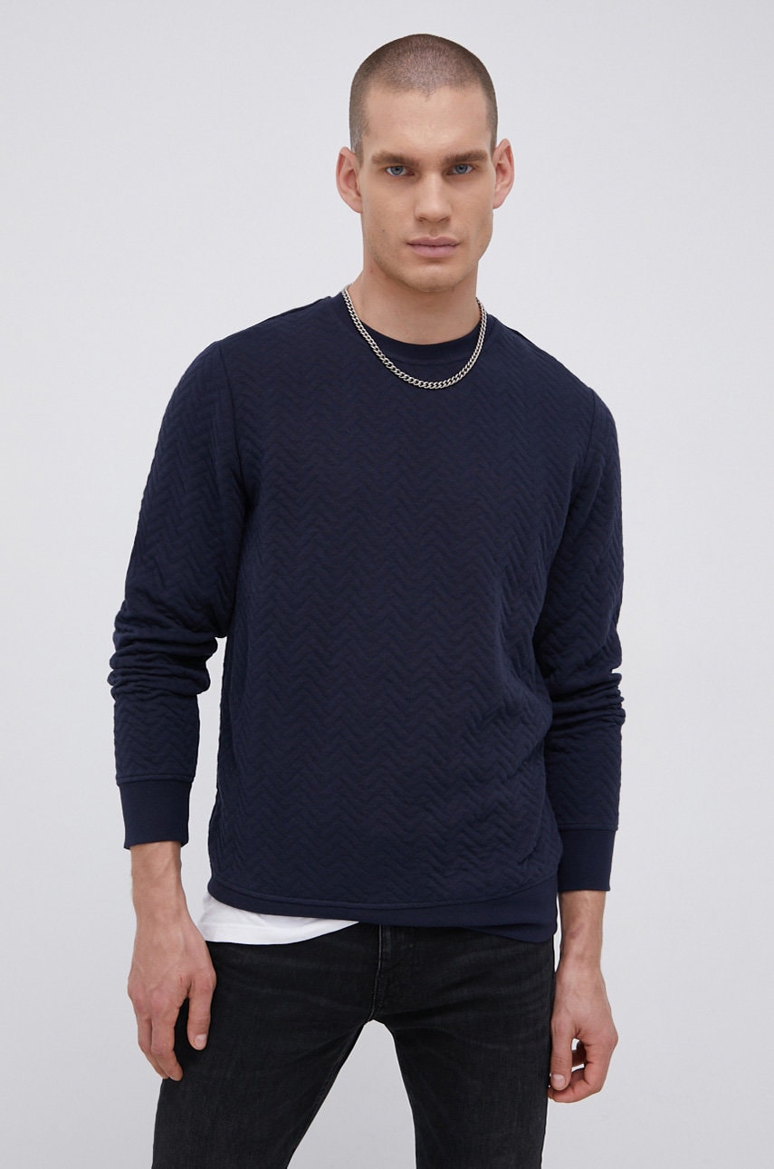 Jack & jones bluză bărbați, culoarea albastru marin, melanj