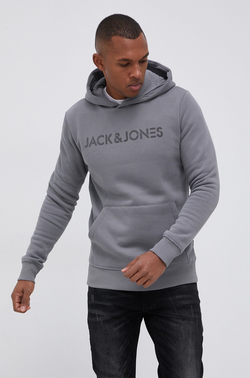 

Суичър Jack & Jones мъжки в сиво с изчистен дизайн, Сив