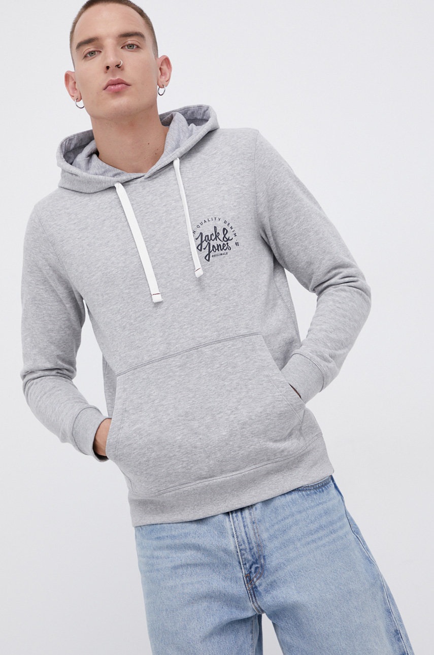 

Суичър Jack & Jones мъжки в сиво с изчистен дизайн, Сив