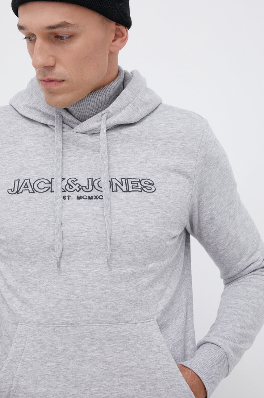 

Суичър Jack & Jones мъжки в сиво с принт, Сив