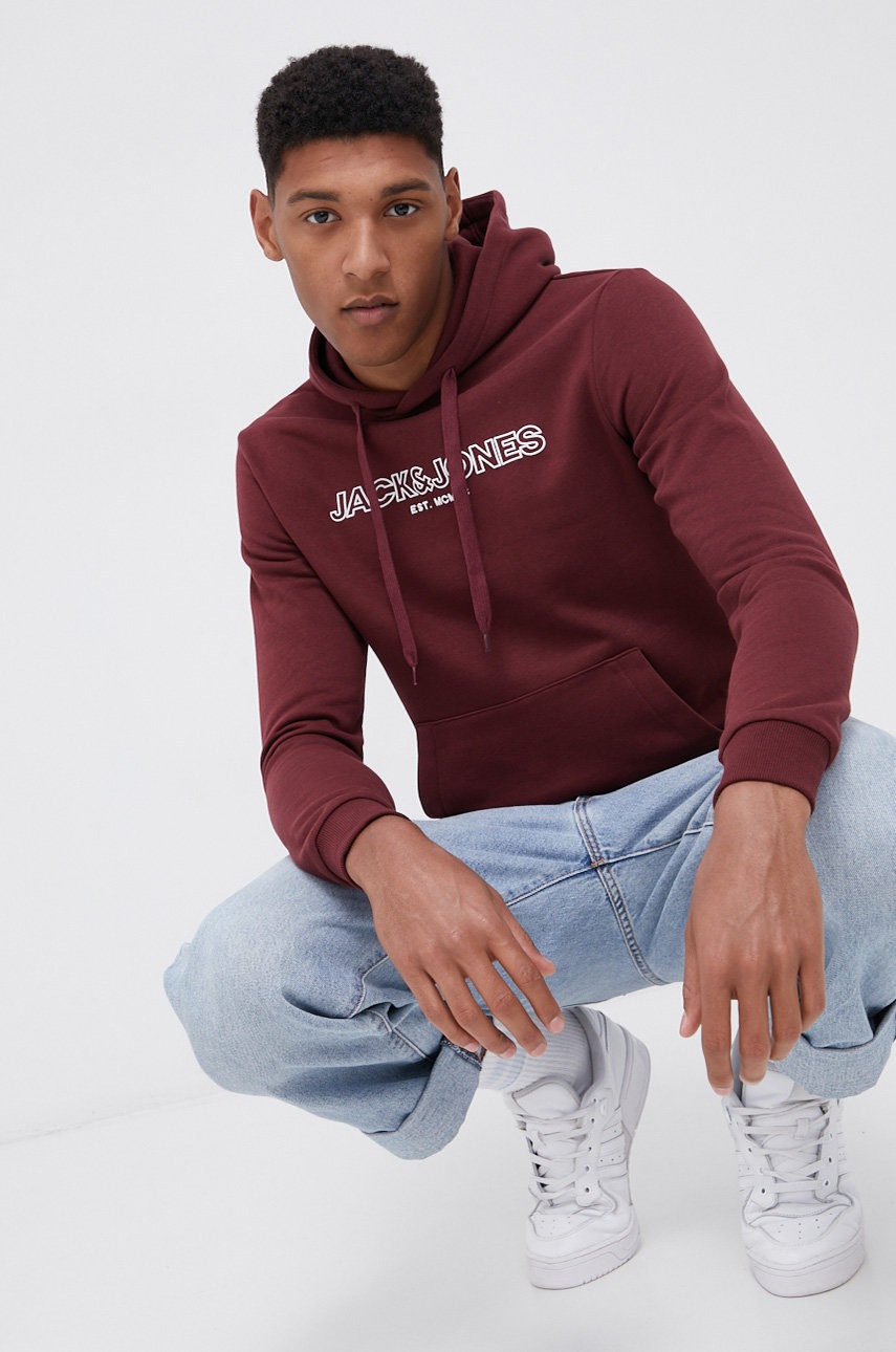 

Кофта Jack & Jones мужская цвет бордовый с принтом