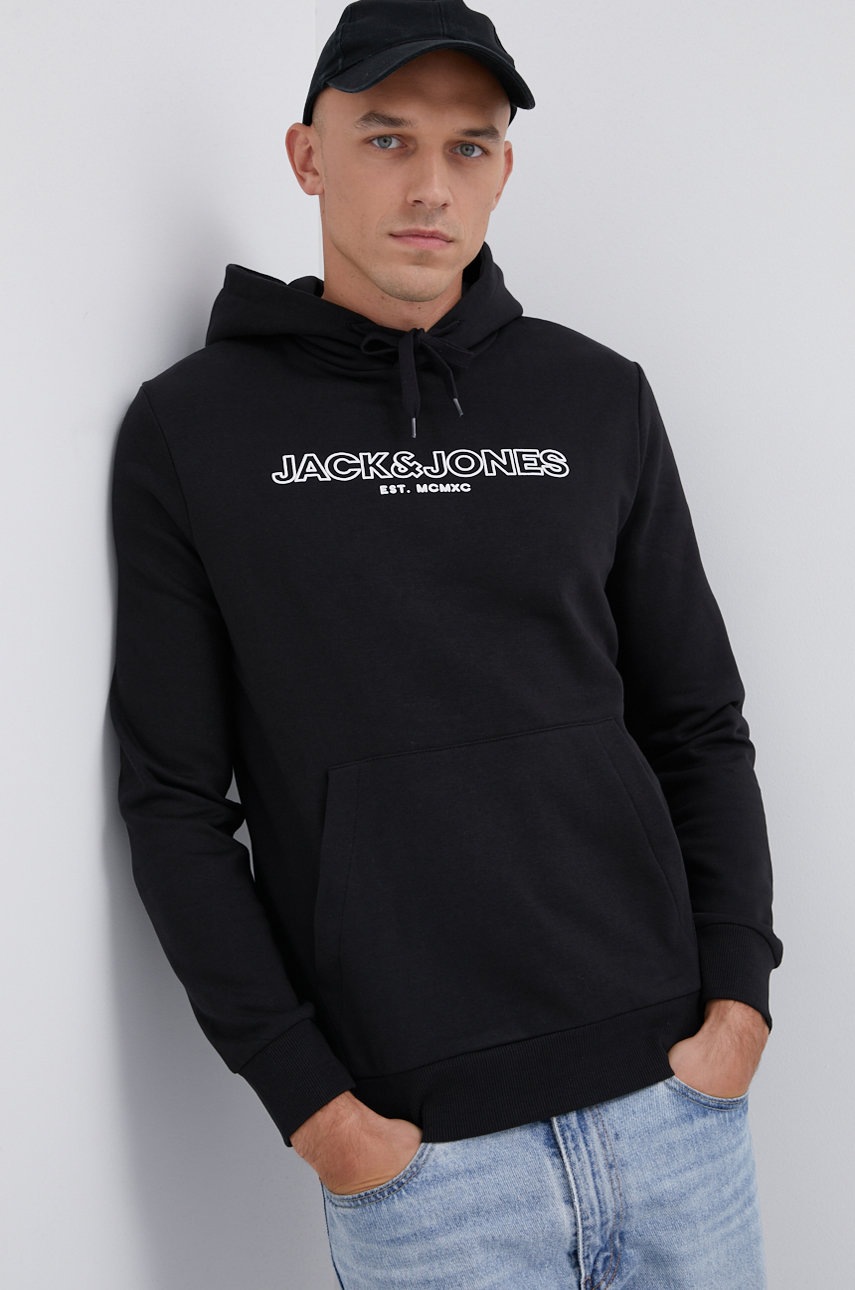 

Суичър Jack & Jones мъжки в черно с принт, Черен