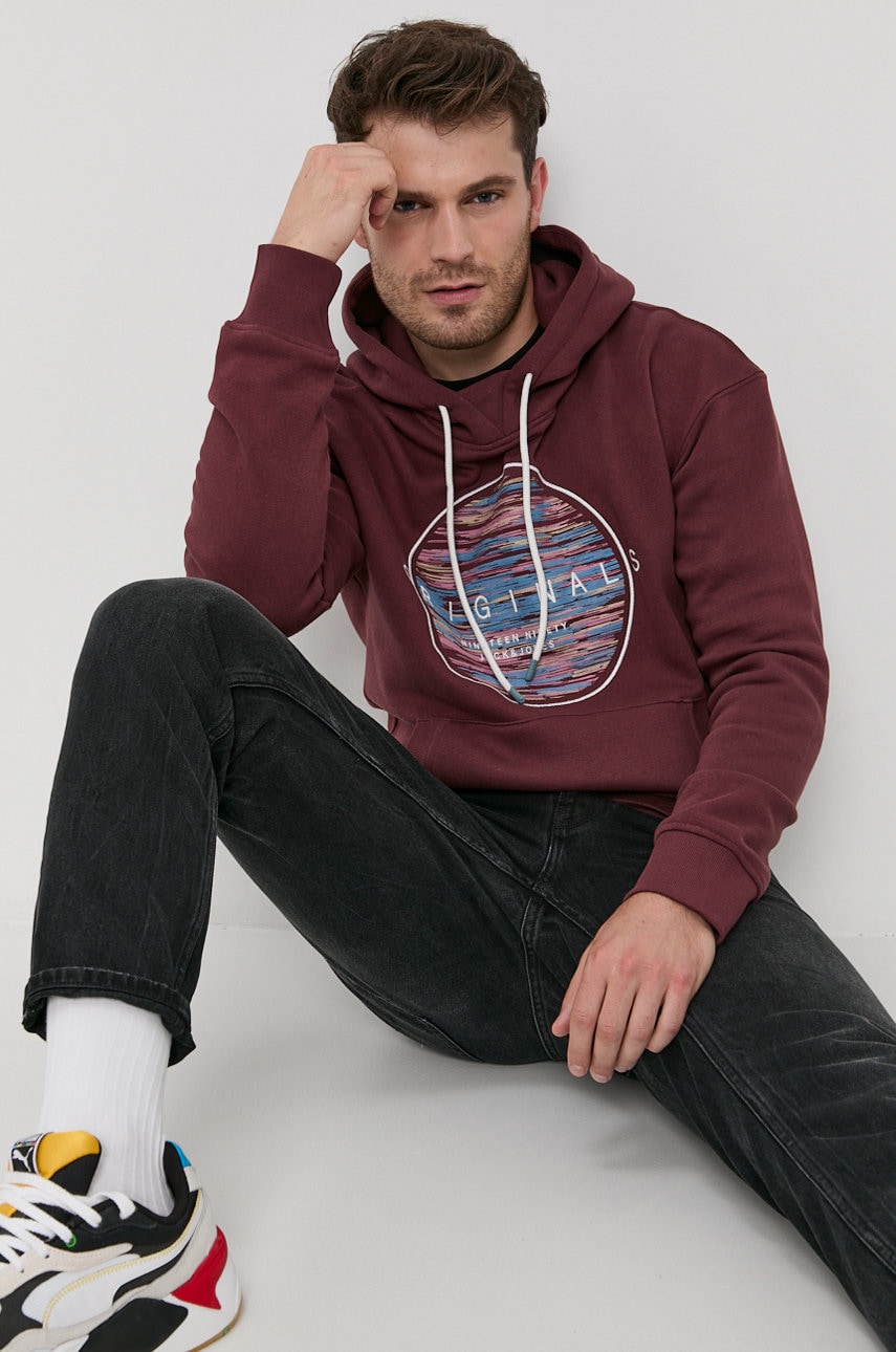 Jack & jones bluză bărbați, culoarea bordo, cu imprimeu