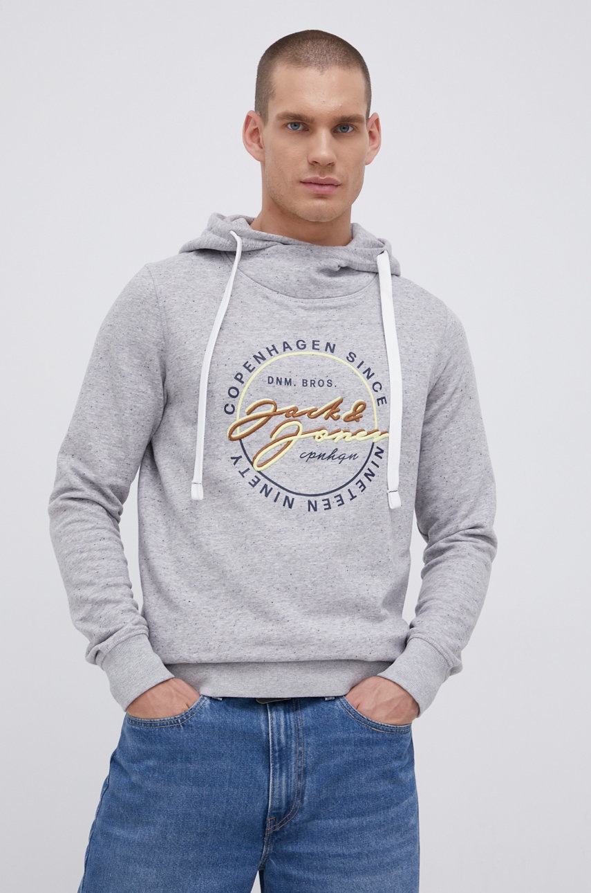 

Суичър Jack & Jones мъжки в сиво с апликация, Сив