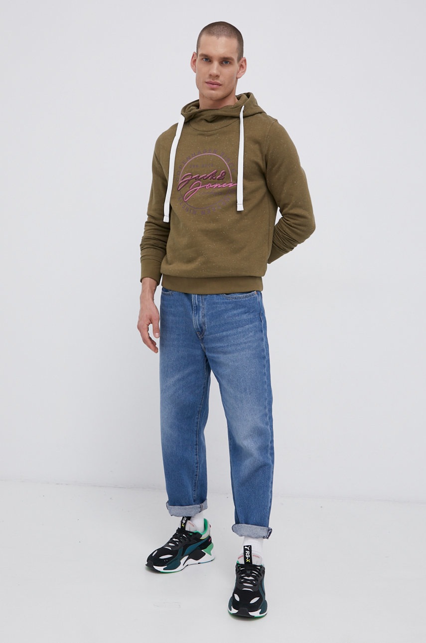 

Кофта Jack & Jones чоловіча колір зелений з аплікацією