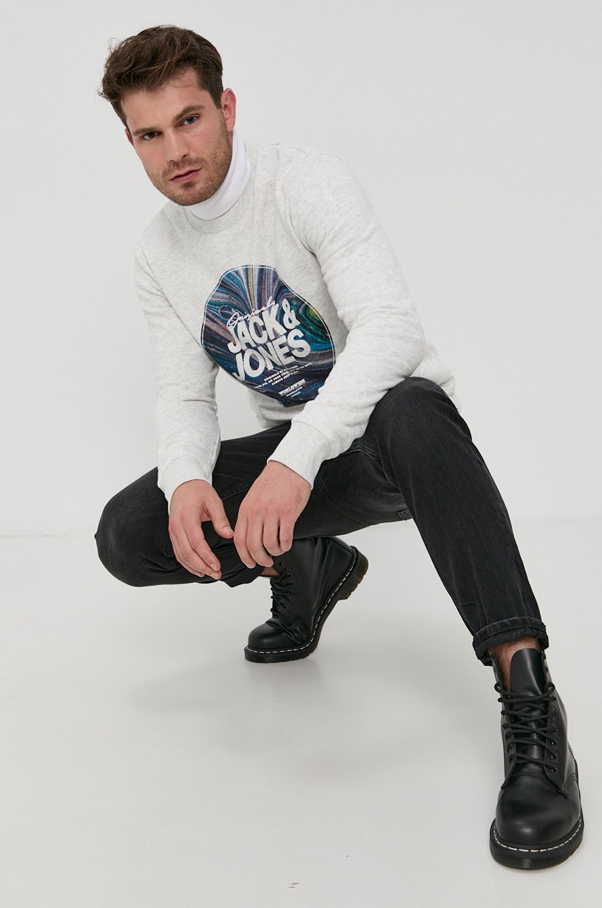 

Суичър Jack & Jones мъжки в сиво с изчистен дизайн, Сив
